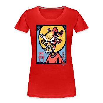Angry Old Japanese Cartoon Grandpa Samurai - Women's Premium Organic T-Shirt - red - Front - Mia (176cm)