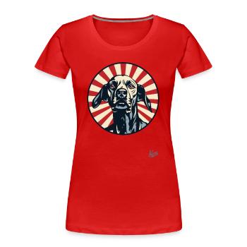 Der Patriotische Jagdhund: Auf der Spur - Frauen Premium Bio T-Shirt - Rot - Vorne - Mia (176cm)