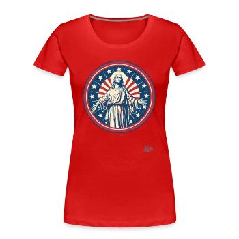 Patriotischer Amerikanischer Jesus - Frauen Premium Bio T-Shirt - Rot - Vorne - Mia (176cm)