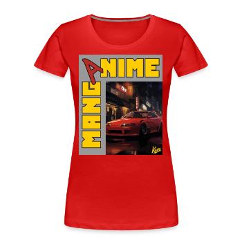 Anime Manga JDM Street Racing Car - T-shirt bio Premium Femme - rouge - Devant - Mia (176cm)