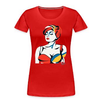 Abstract Art Portrait of a Woman - Women's Premium Organic T-Shirt - red - Front - Mia (176cm)