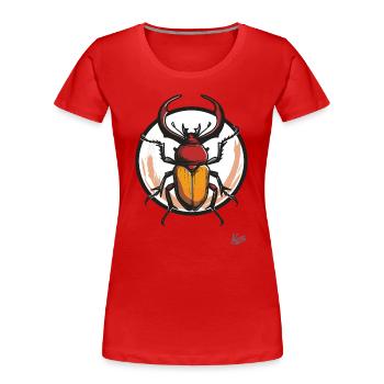 Grand, gros et puissant scarabée XXL - T-shirt bio Premium Femme - rouge - Devant - Mia (176cm)