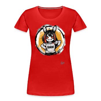 Funny and Naughty Cartoon Bunny Girl - Women's Premium Organic T-Shirt - red - Front - Mia (176cm)