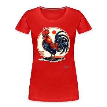 Strong, cool and proud rooster - Women's Premium Organic T-Shirt - red - Front - Mia (176cm)