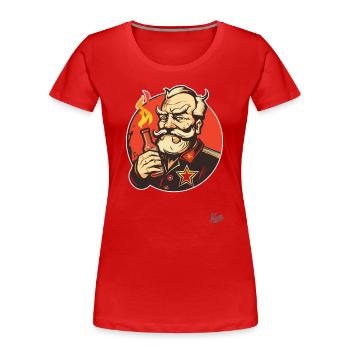 Parody of a communist party with a bottle - Women's Premium Organic T-Shirt - red - Front - Mia (176cm)