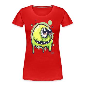 Funny Slime Monster - Women's Premium Organic T-Shirt - red - Front - Mia (176cm)