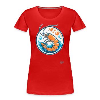 Vagues et bulles de l’océan : des crevettes avec style - T-shirt bio Premium Femme - rouge - Devant - Mia (176cm)
