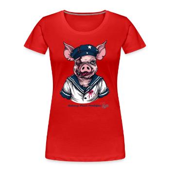 Der Duft eines ramponierten Sau-Seemann-Schweins - Frauen Premium Bio T-Shirt - Rot - Vorne - Mia (176cm)