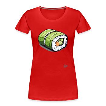 Sushi aux algues et au poisson : friandises amusantes - T-shirt bio Premium Femme - rouge - Devant - Mia (176cm)