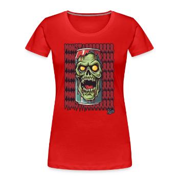 Monster Zombie Getränke Dose - Frauen Premium Bio T-Shirt - Rot - Vorne - Mia (176cm)