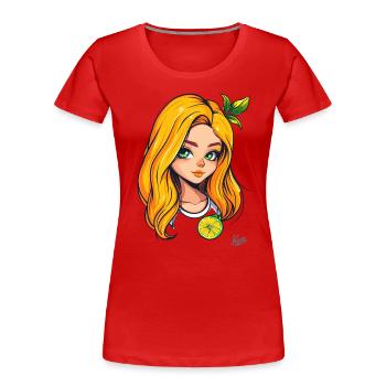Das Orange-Zitronen-Mädchen - Frauen Premium Bio T-Shirt - Rot - Vorne - Mia (176cm)