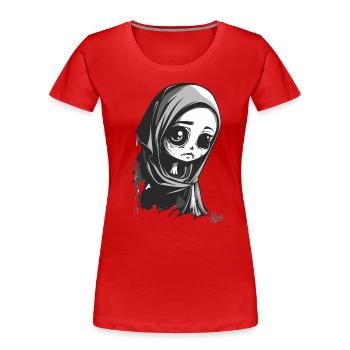 Künstlerisches Trauriges Mädchen - Frauen Premium Bio T-Shirt - Rot - Vorne - Mia (176cm)
