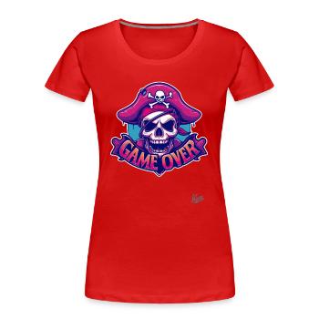 Fin de partie : Crâne de pirate - T-shirt bio Premium Femme - rouge - Devant - Mia (176cm)