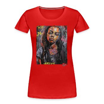 Afrikanisches Erbe: Mädchen brauchen Gerechtigkeit - Frauen Premium Bio T-Shirt - Rot - Vorne - Mia (176cm)