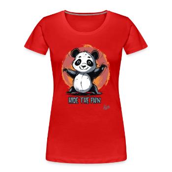 Verstecke den Schmerz: Süßer leidender Panda - Frauen Premium Bio T-Shirt - Rot - Vorne - Mia (176cm)