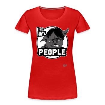 Je déteste les gens, sarcasme porc - T-shirt bio Premium Femme - rouge - Devant - Mia (176cm)