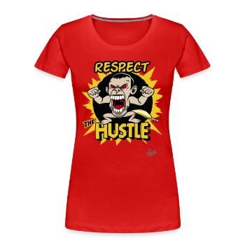 Singe en colère Homme Banane, Respectez l’agitation - T-shirt bio Premium Femme - rouge - Devant - Mia (176cm)