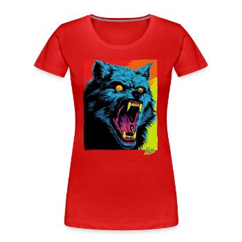 Wütender Wolf: Bissige Wut - Frauen Premium Bio T-Shirt - Rot - Vorne - Mia (176cm)