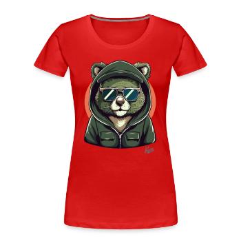 Sweat à capuche cool et lunettes de soleil Koala Bear - T-shirt bio Premium Femme - rouge - Devant - Mia (176cm)