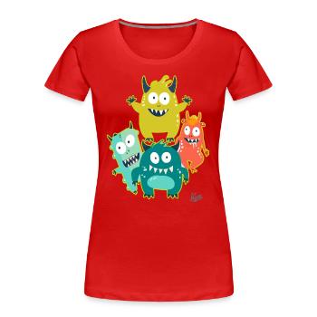 petits amis monstres drôles - T-shirt bio Premium Femme - rouge - Devant - Mia (176cm)