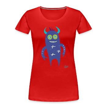 petit monstre bleu - T-shirt bio Premium Femme - rouge - Devant - Mia (176cm)
