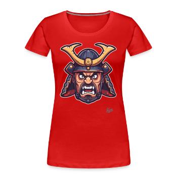 Wütender japanischer Edo-Samurai-Shogun - Frauen Premium Bio T-Shirt - Rot - Vorne - Mia (176cm)