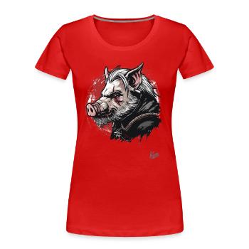 Der mystische Eber-Sau-Schwein-Hexer-Typ - Frauen Premium Bio T-Shirt - Rot - Vorne - Mia (176cm)