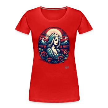 Mutter Natur: Die Schönheit treuer Frauen und Rose - Frauen Premium Bio T-Shirt - Rot - Vorne - Mia (176cm)