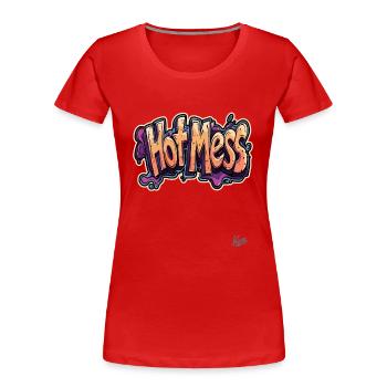 Heißes Durcheinander, Hot Mess - Frauen Premium Bio T-Shirt - Rot - Vorne - Mia (176cm)