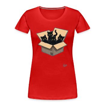 Une boîte pleine de bébés chats noirs - T-shirt bio Premium Femme - rouge - Devant - Mia (176cm)