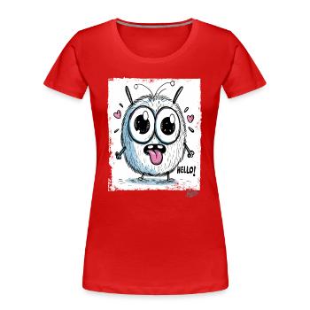 Cute and funny: A little monster says Hall - Women's Premium Organic T-Shirt - red - Front - Mia (176cm)