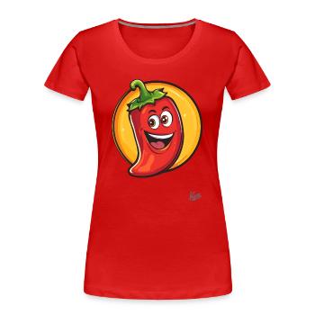 Hallo! Lustige scharfe Pepperoni - Frauen Premium Bio T-Shirt - Rot - Vorne - Mia (176cm)