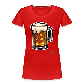 Chope à bière Pixel avec mousse - T-shirt bio Premium Femme - rouge - Devant - Mia (176cm)