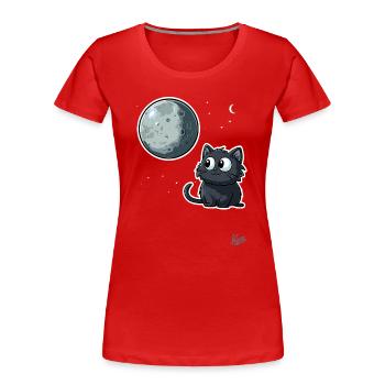 Cute cat under the moon and stars - Women's Premium Organic T-Shirt - red - Front - Mia (176cm)