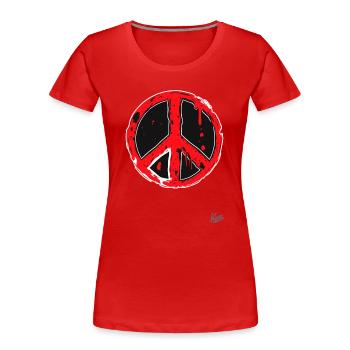 Frieden in Gefahr: Tropfendes Friedenszeichen - Frauen Premium Bio T-Shirt - Rot - Vorne - Mia (176cm)