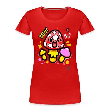 Lustige bunte Kawaii-Pilze - Frauen Premium Bio T-Shirt - Rot - Vorne - Mia (176cm)