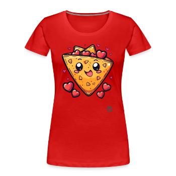 Liebe, Nachos und Herzen - Frauen Premium Bio T-Shirt - Rot - Vorne - Mia (176cm)