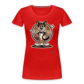 Retro Cartoon Hund – Lustiges Hunde-Design - Frauen Premium Bio T-Shirt - Rot - Vorne - Mia (176cm)