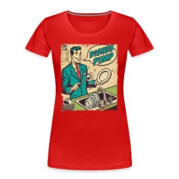 Homme lavant la vaisselle proxénète vaisselle - T-shirt bio Premium Femme - rouge - Devant - Mia (176cm)
