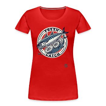 Makrelenfilet – frischer Fisch frisch gefangen - Frauen Premium Bio T-Shirt - Rot - Vorne - Mia (176cm)