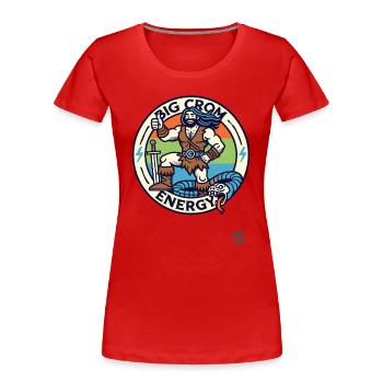 Daumen hoch vom Schwert-Barbar. Große Crom Energie - Frauen Premium Bio T-Shirt - Rot - Vorne - Mia (176cm)