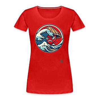 Kanagawa Wahnsinn Japan - Frauen Premium Bio T-Shirt - Rot - Vorne - Mia (176cm)