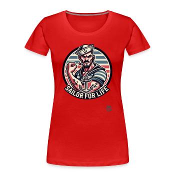 Marin pour la vie - T-shirt bio Premium Femme - rouge - Devant - Mia (176cm)