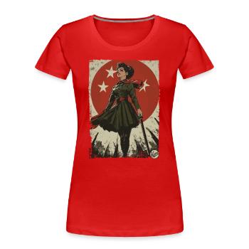 Vintage Sozialismus Kommunismus Propaganda - Frauen Premium Bio T-Shirt - Rot - Vorne - Mia (176cm)