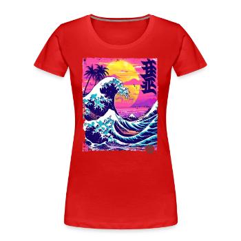 Cooler Sommer in Japan Kanagawa - Frauen Premium Bio T-Shirt - Rot - Vorne - Mia (176cm)