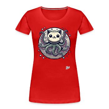 Octopus Octopus Cat - Women's Premium Organic T-Shirt - red - Front - Mia (176cm)
