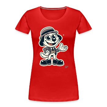 Retro Cartoon Hund im klassischen Anzug mit Hut - Frauen Premium Bio T-Shirt - Rot - Vorne - Mia (176cm)