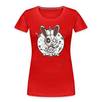 Verrückter Lustiger Voodoo-Hase - Frauen Premium Bio T-Shirt - Rot - Vorne - Mia (176cm)