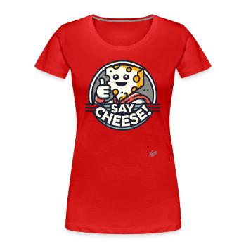 Fromage suisse avec pouce levé - T-shirt bio Premium Femme - rouge - Devant - Mia (176cm)