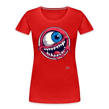 Drôle d’horreur Cyclope Oeil - T-shirt bio Premium Femme - rouge - Devant - Mia (176cm)